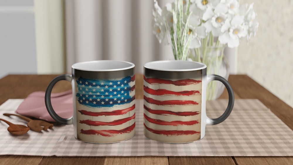Rustic Painted American Flag Mug — view 3