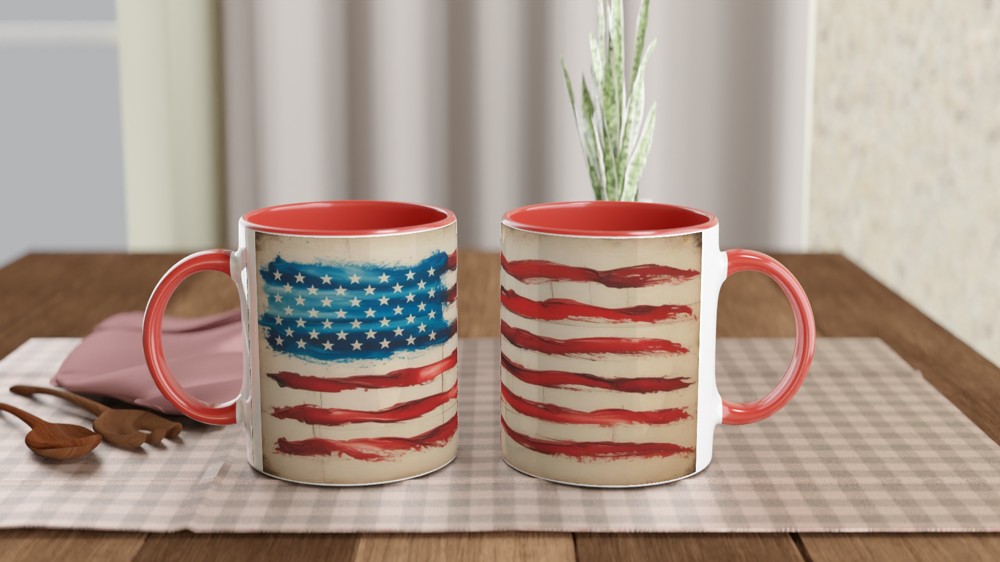 Rustic Painted American Flag Mug — view 7