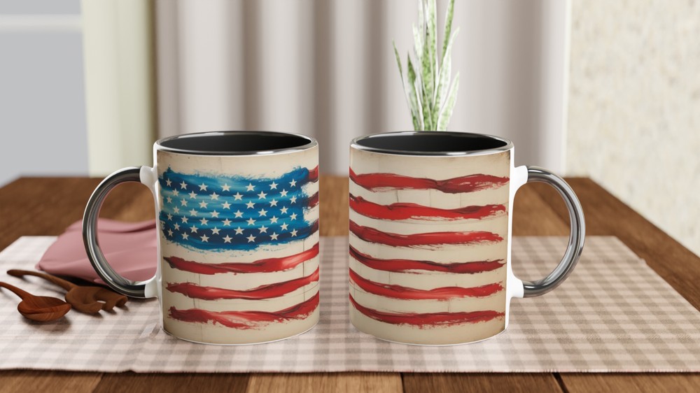 Rustic Painted American Flag Mug — view 9