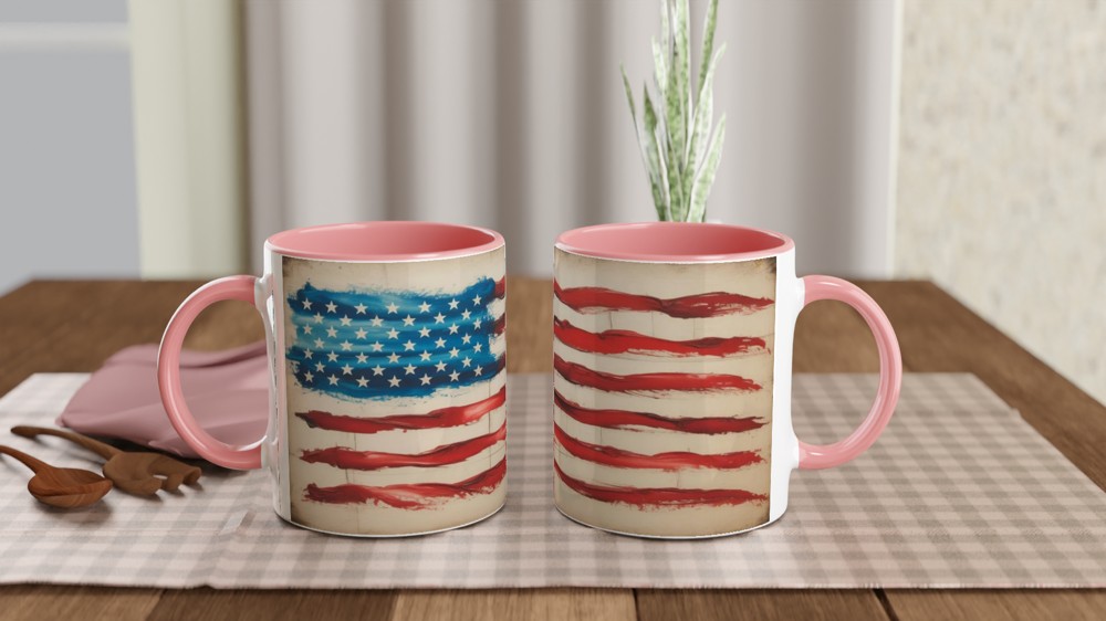Rustic Painted American Flag Mug — view 6