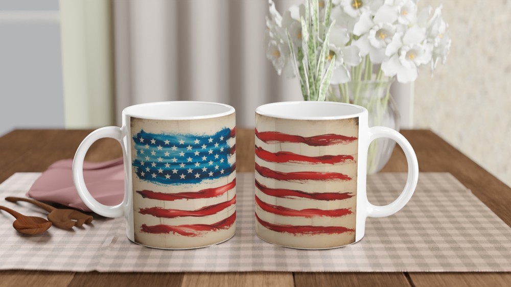 Rustic Painted American Flag Mug