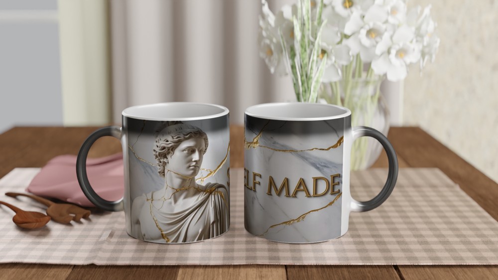 Self Made Greek Statue Kintsugi Gold Marble Mug — view 3