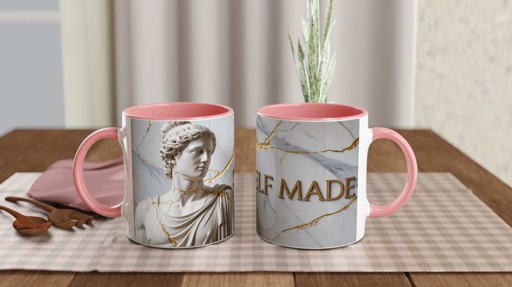 Self Made Greek Statue Kintsugi Gold Marble Mug — view 6