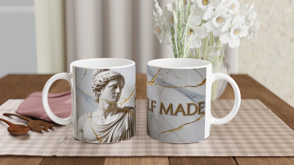 Self Made Greek Statue Kintsugi Gold Marble Mug
