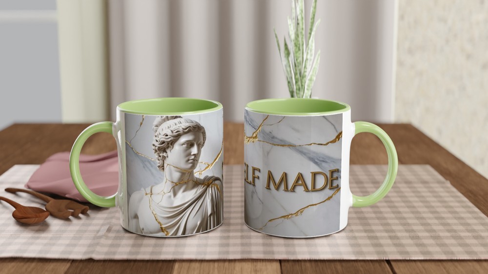 Self Made Greek Statue Kintsugi Gold Marble Mug — view 5