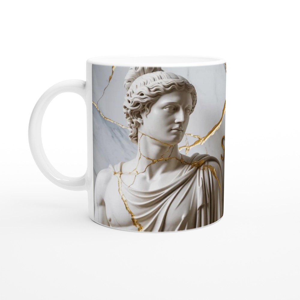 Self Made Greek Statue Kintsugi Gold Marble Mug — view 10
