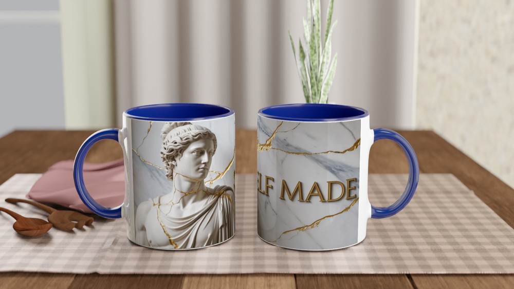 Self Made Greek Statue Kintsugi Gold Marble Mug — view 4