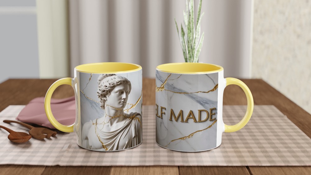 Self Made Greek Statue Kintsugi Gold Marble Mug — view 8