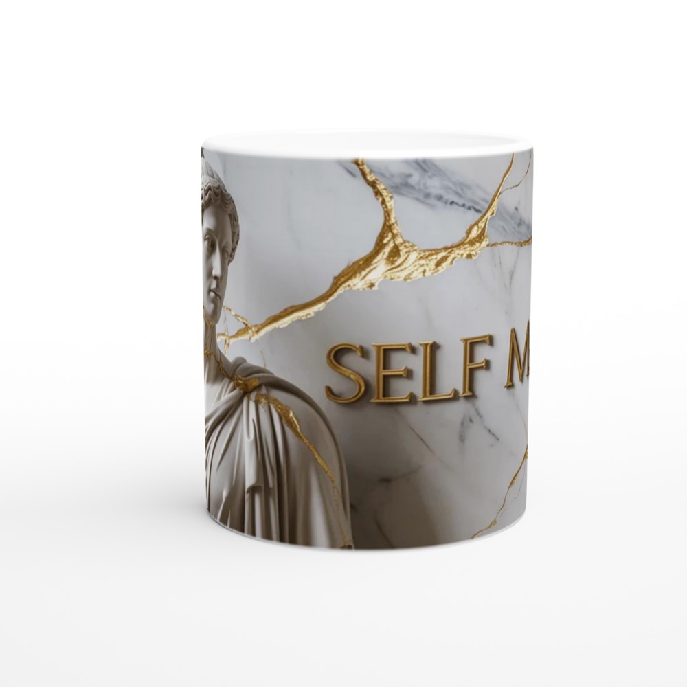 Self Made Greek Statue Kintsugi Gold Marble Mug — view 11
