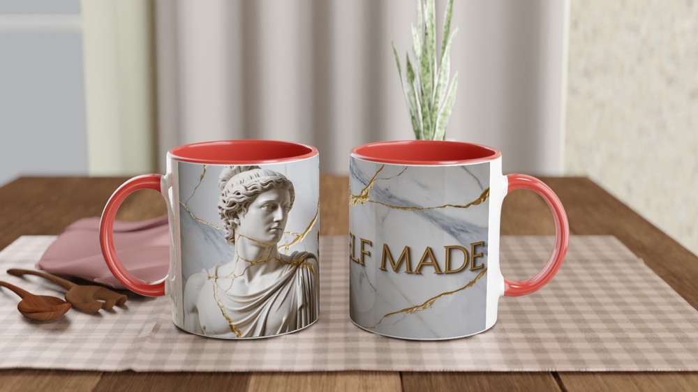 Self Made Greek Statue Kintsugi Gold Marble Mug — view 7