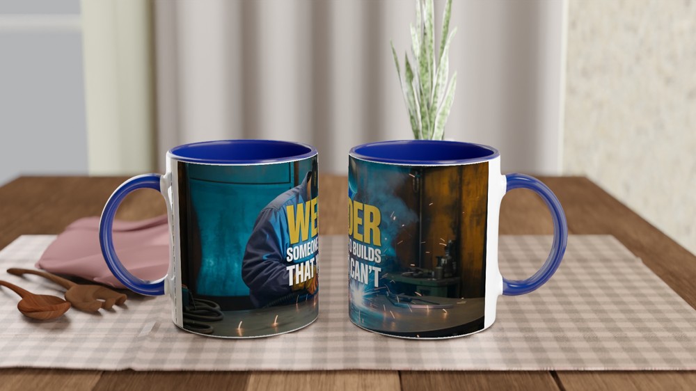 Funny Welder Mug | Welder Gift for Him | Welding Booth Scene Coffee Cup | Father's Day Gift for Dad Colleague | Rude Welding Present — view 4