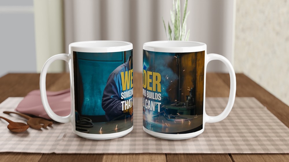 Funny Welder Mug | Welder Gift for Him | Welding Booth Scene Coffee Cup | Father's Day Gift for Dad Colleague | Rude Welding Present — view 2