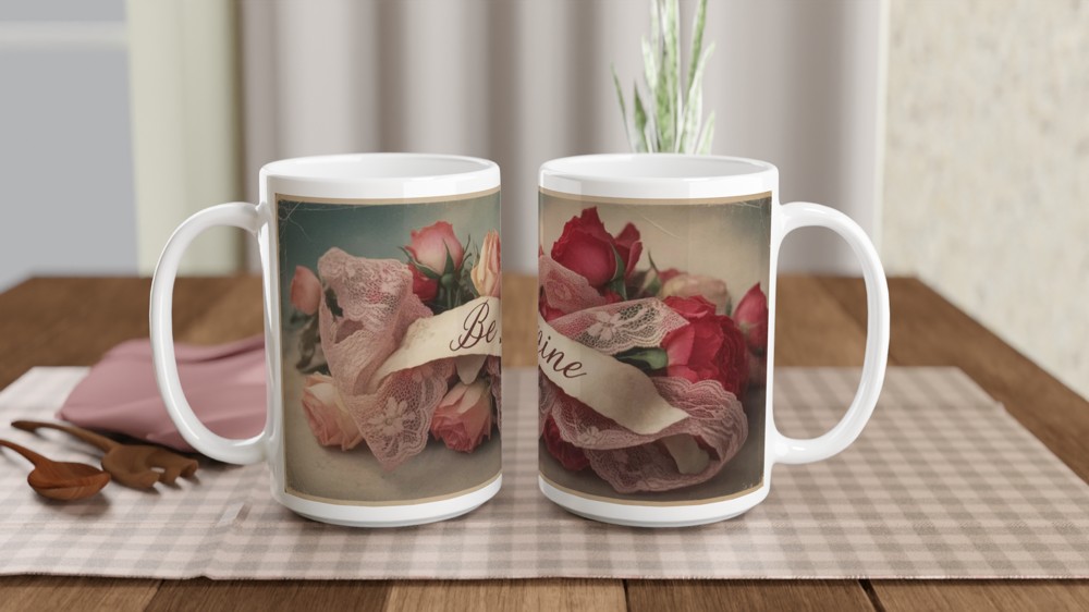 Be Mine Vintage Roses & Lace Valentine's Mug — view 2