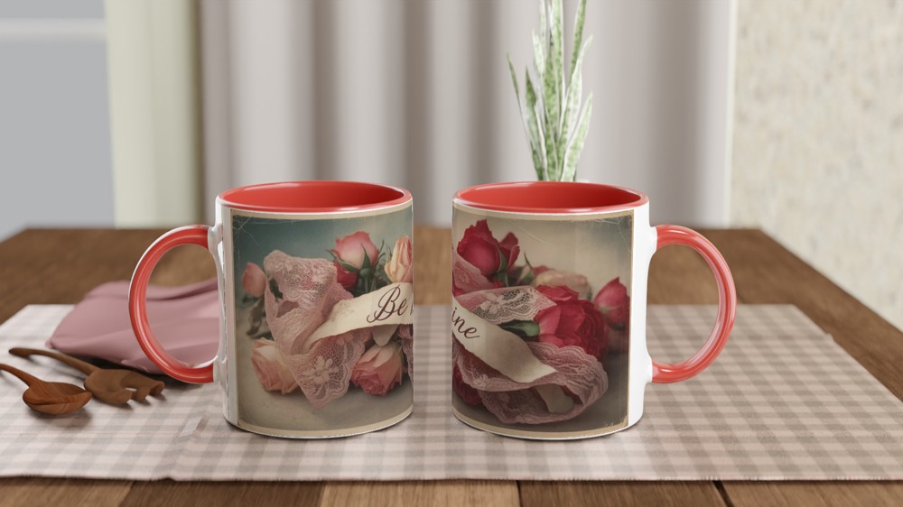 Be Mine Vintage Roses & Lace Valentine's Mug — view 7