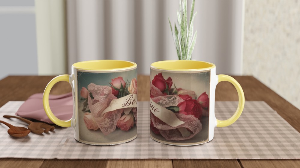 Be Mine Vintage Roses & Lace Valentine's Mug — view 8