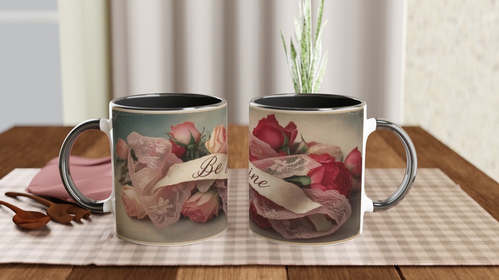 Be Mine Vintage Roses & Lace Valentine's Mug — view 9