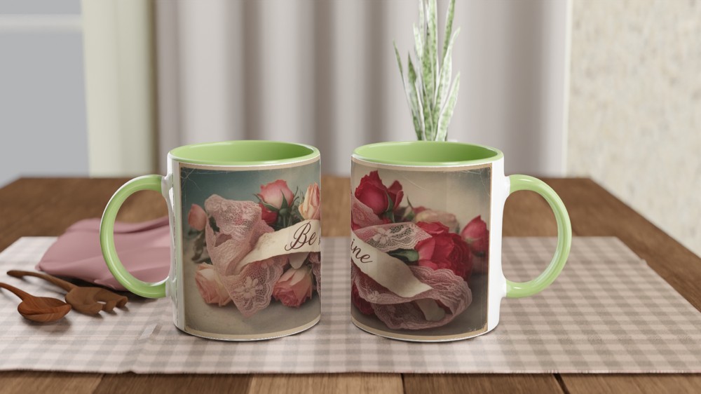 Be Mine Vintage Roses & Lace Valentine's Mug — view 5