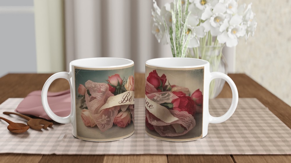 Be Mine Vintage Roses & Lace Valentine's Mug