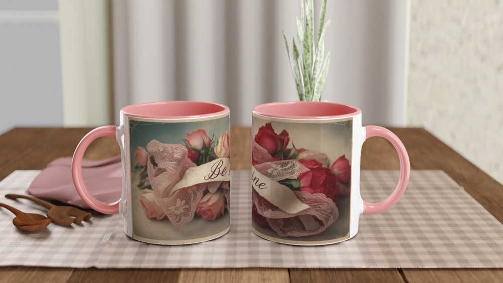 Be Mine Vintage Roses & Lace Valentine's Mug — view 6