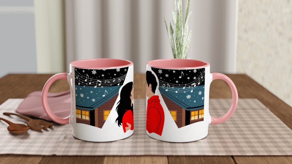 Romantic Winter Couple Snow Scene Mug — view 6