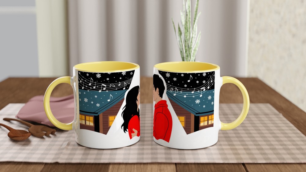 Romantic Winter Couple Snow Scene Mug — view 8