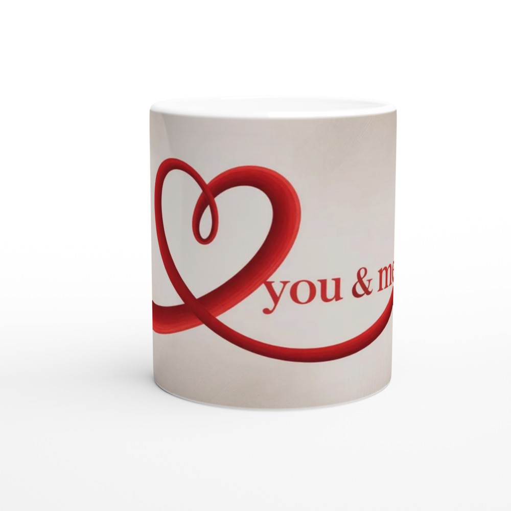 You & Me Red Heart Ribbon Romantic Mug — view 11