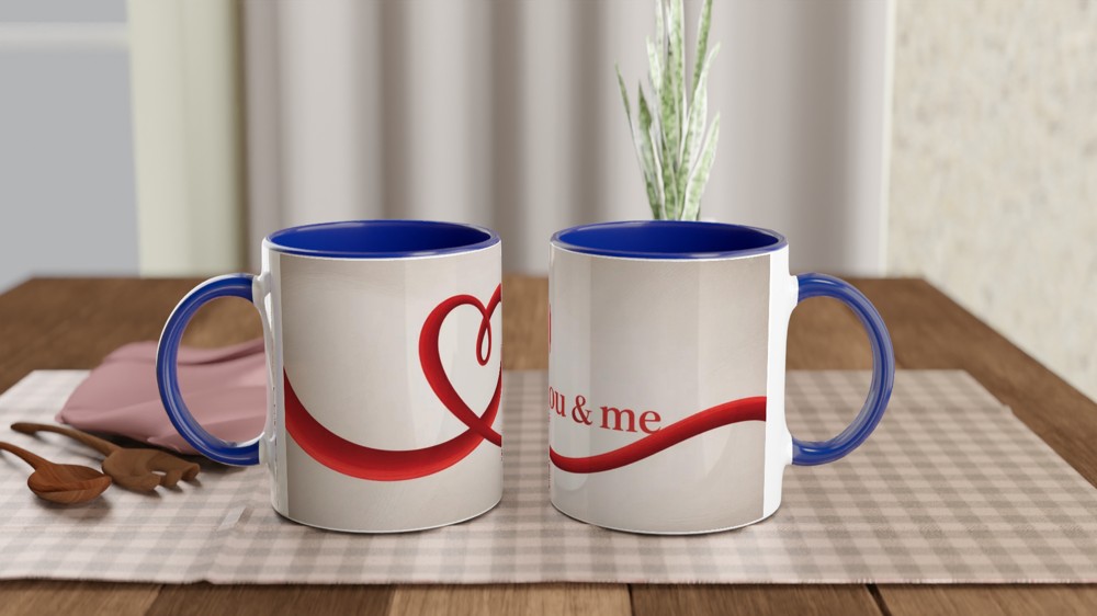 You & Me Red Heart Ribbon Romantic Mug — view 4