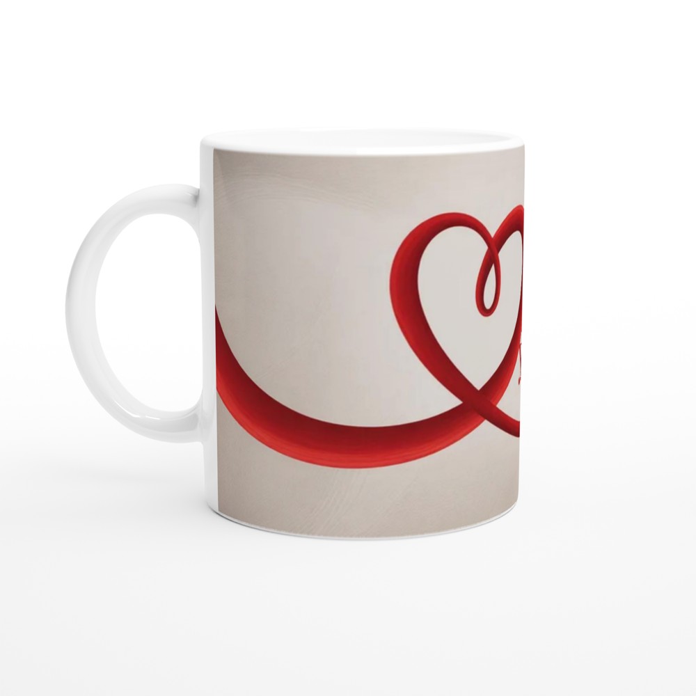 You & Me Red Heart Ribbon Romantic Mug — view 10