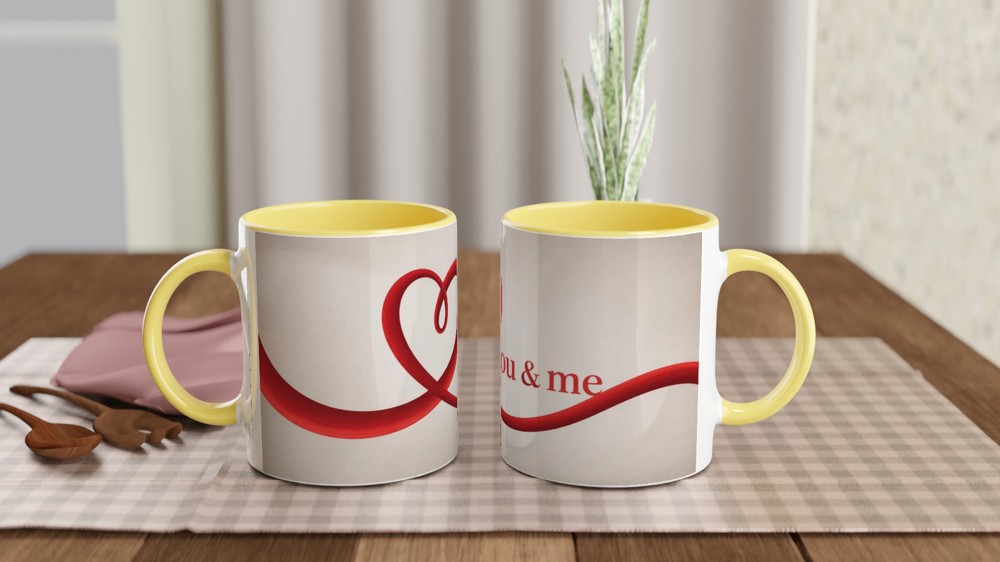 You & Me Red Heart Ribbon Romantic Mug — view 8