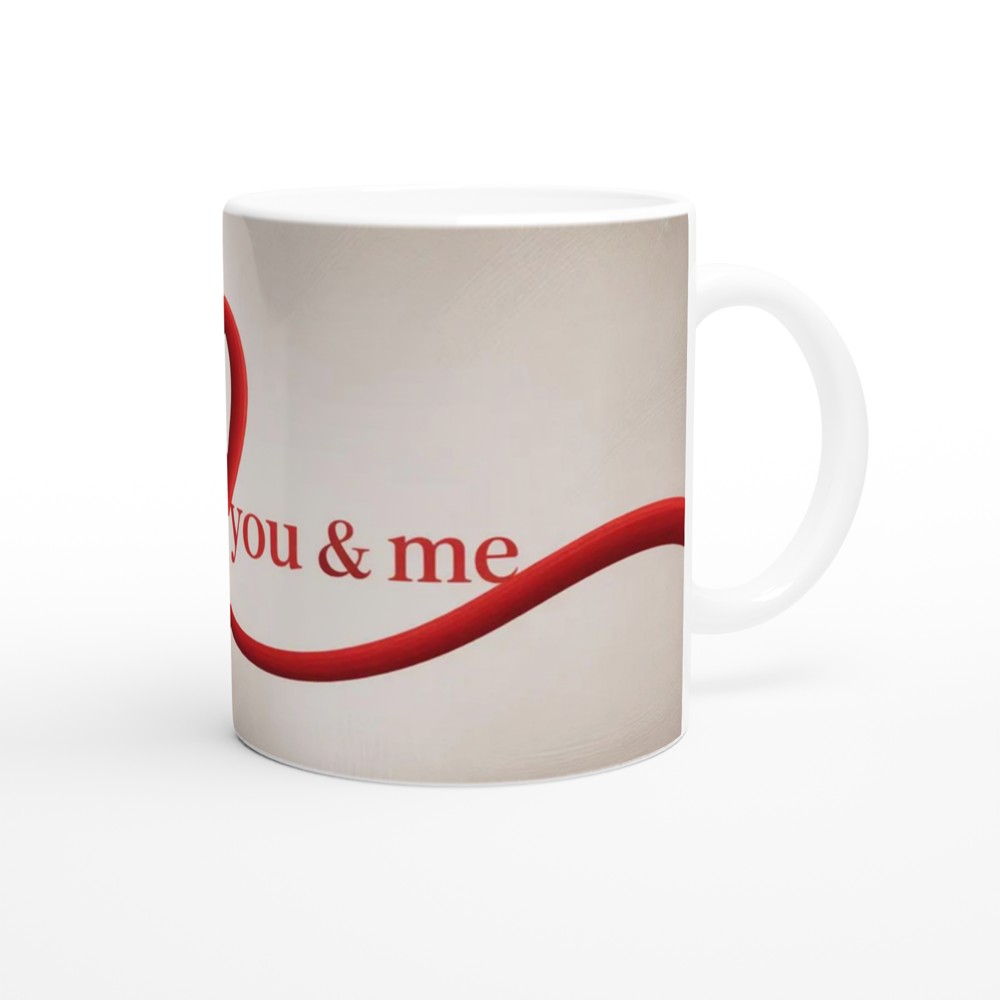 You & Me Red Heart Ribbon Romantic Mug — view 12