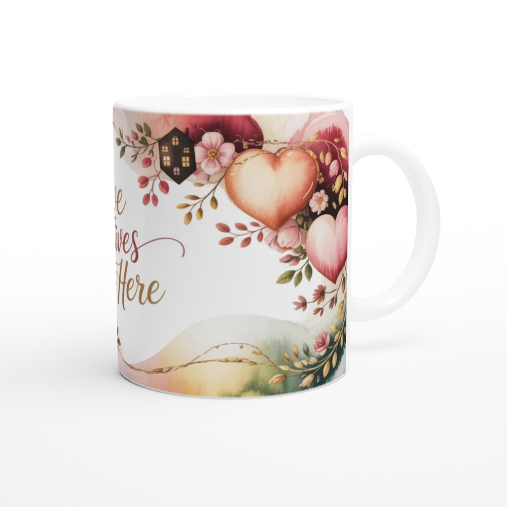 Love Lives Here Watercolour Hearts & Flowers Mug — view 12