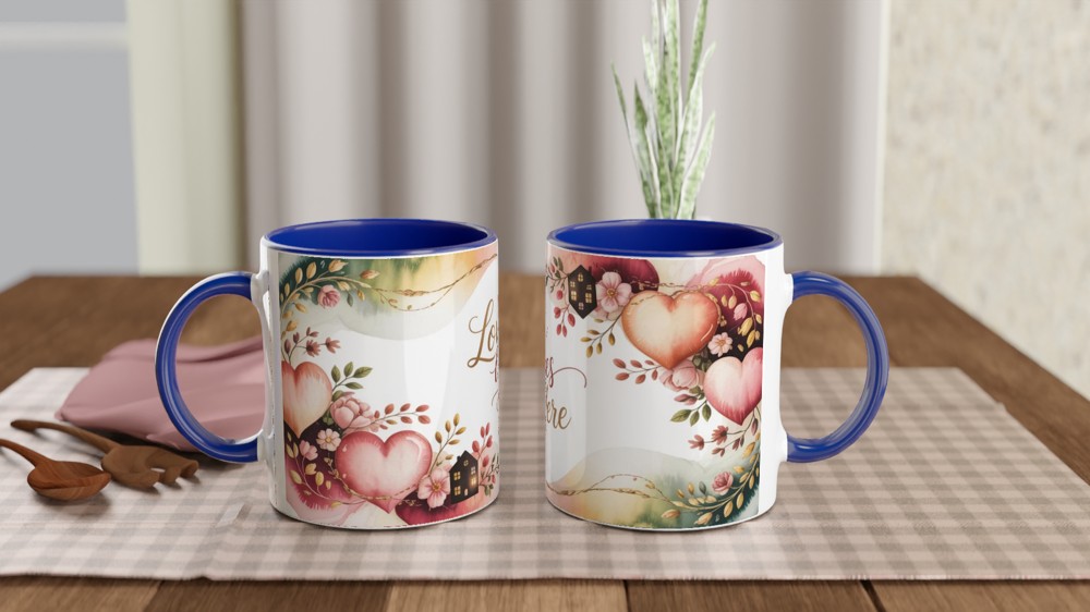 Love Lives Here Watercolour Hearts & Flowers Mug — view 4