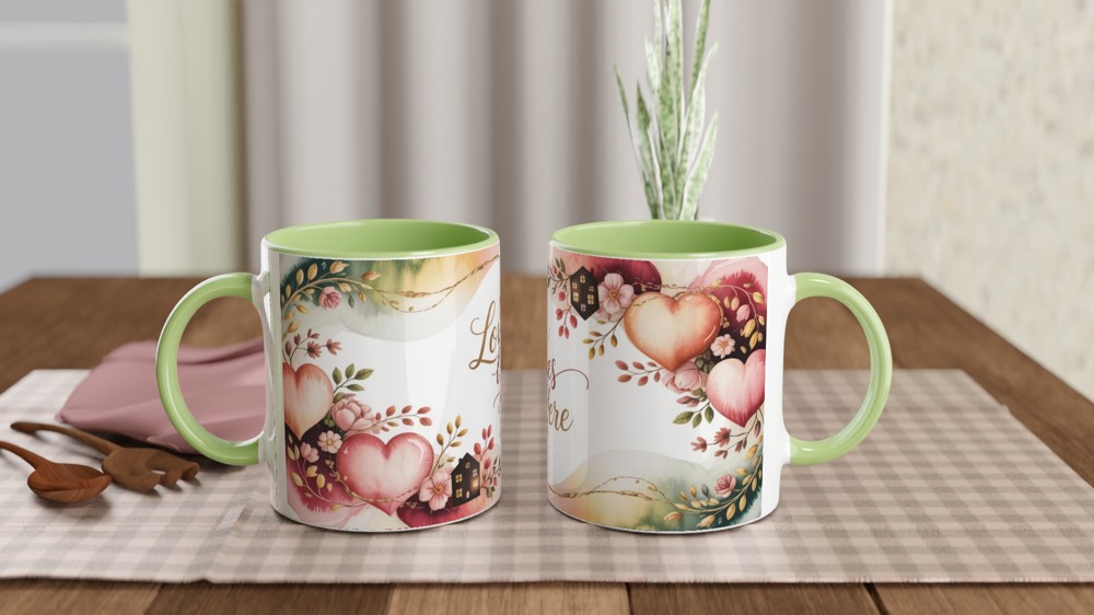 Love Lives Here Watercolour Hearts & Flowers Mug — view 5