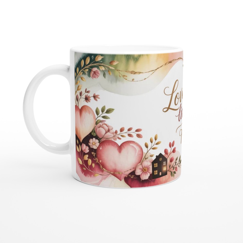 Love Lives Here Watercolour Hearts & Flowers Mug — view 10