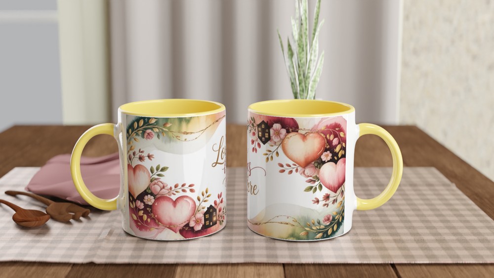 Love Lives Here Watercolour Hearts & Flowers Mug — view 8