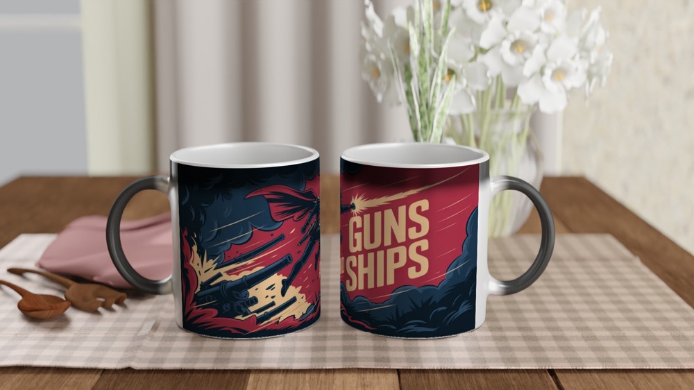 Guns and Ships Revolutionary Soldier Action Illustration Mug — view 3