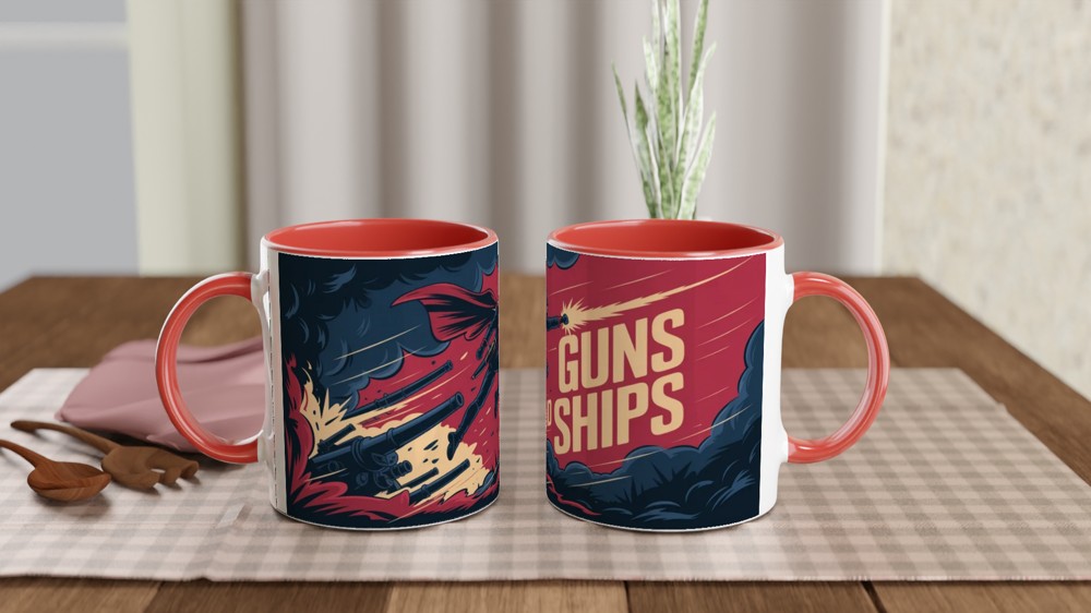 Guns and Ships Revolutionary Soldier Action Illustration Mug — view 7