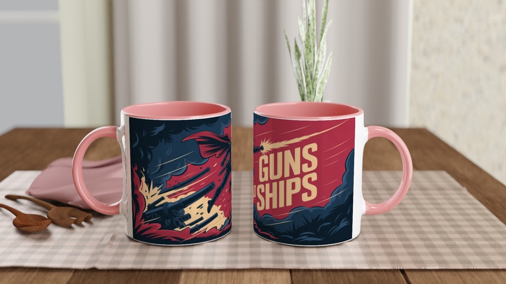 Guns and Ships Revolutionary Soldier Action Illustration Mug — view 6