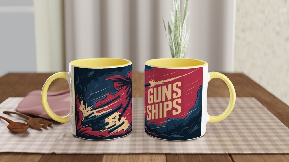Guns and Ships Revolutionary Soldier Action Illustration Mug — view 8