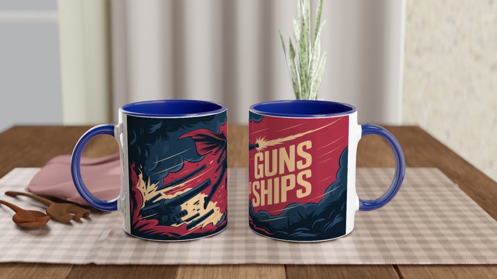 Guns and Ships Revolutionary Soldier Action Illustration Mug — view 4