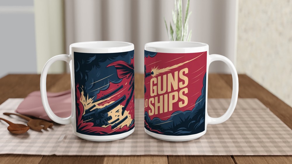 Guns and Ships Revolutionary Soldier Action Illustration Mug — view 2