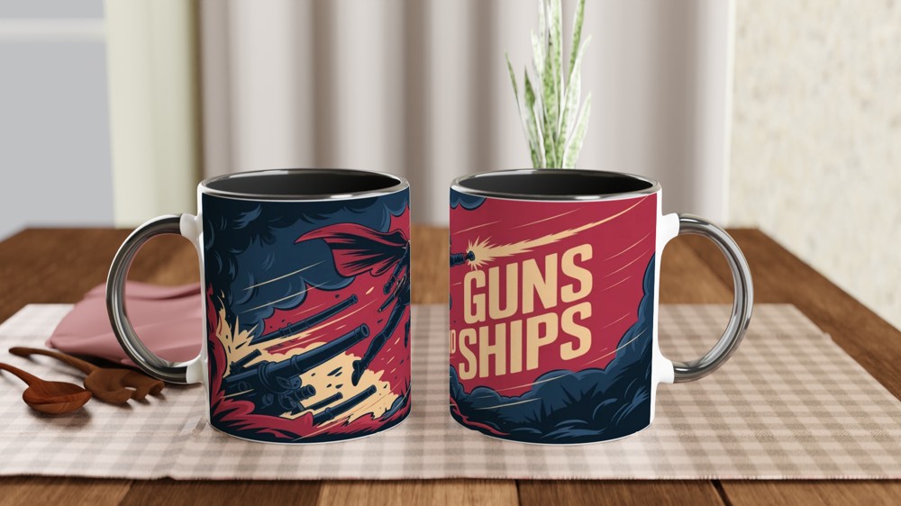 Guns and Ships Revolutionary Soldier Action Illustration Mug — view 9