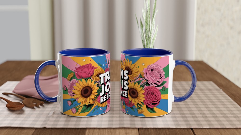 Trans Joy Is Resistance Floral Pride Mug — view 4