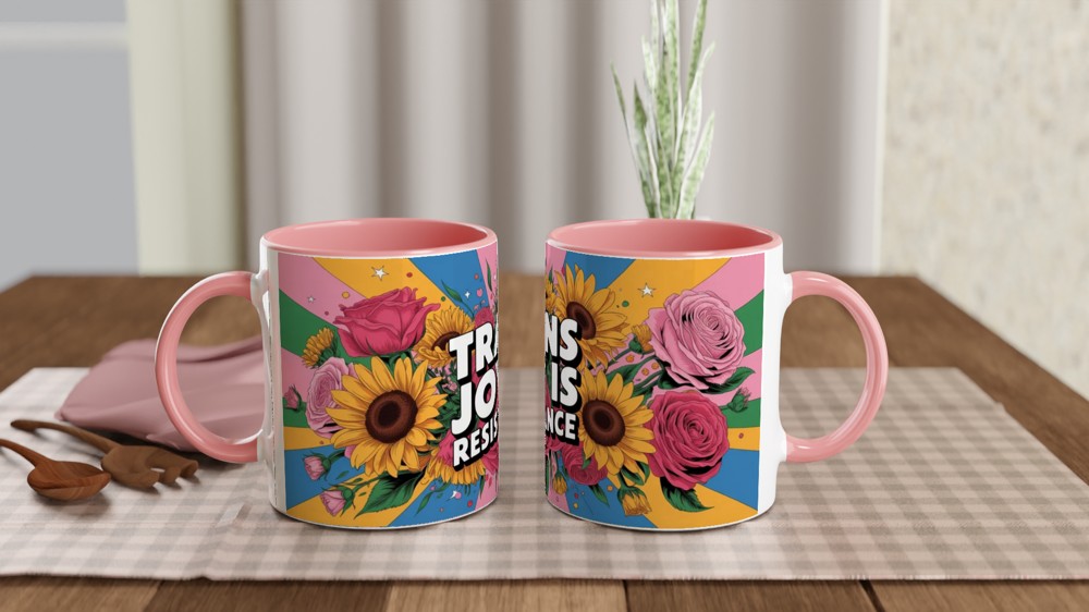 Trans Joy Is Resistance Floral Pride Mug — view 6