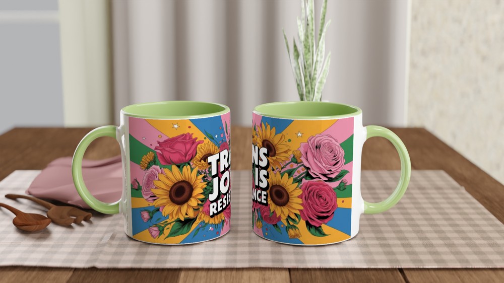 Trans Joy Is Resistance Floral Pride Mug — view 5