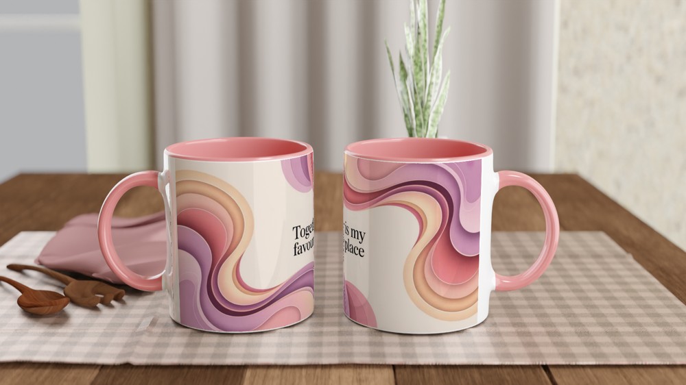 Together Is My Favourite Place - Abstract Pastel Waves Mug — view 6