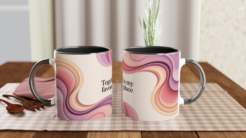 Together Is My Favourite Place - Abstract Pastel Waves Mug — view 9