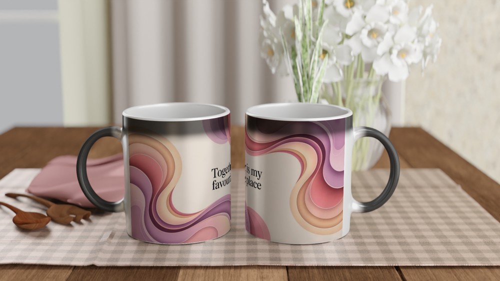 Together Is My Favourite Place - Abstract Pastel Waves Mug — view 3