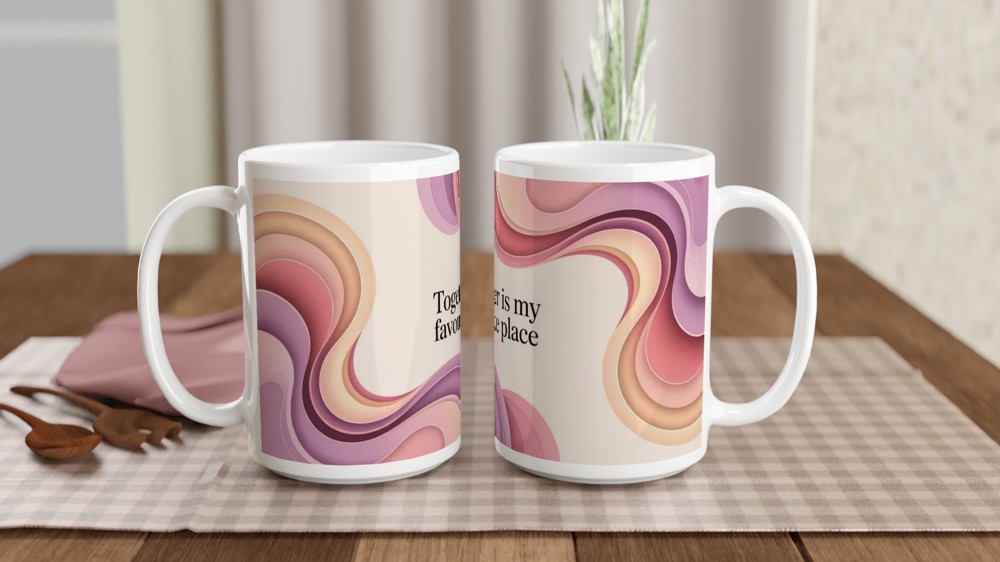 Together Is My Favourite Place - Abstract Pastel Waves Mug — view 2