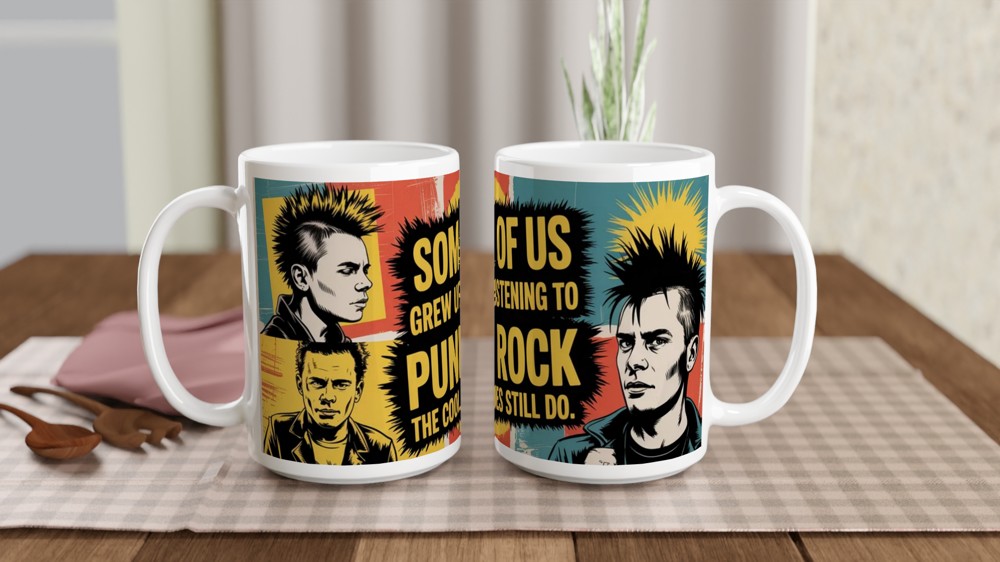 Punk Rock Mug | Grew Up Listening to Punk Rock Gift | Retro Music Mug | Punk Rocker Gift for Him or Her — view 2